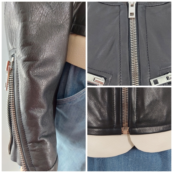 Rag & Bone Pebbled Leather Racing Jacket 2 - Picture 4 of 16